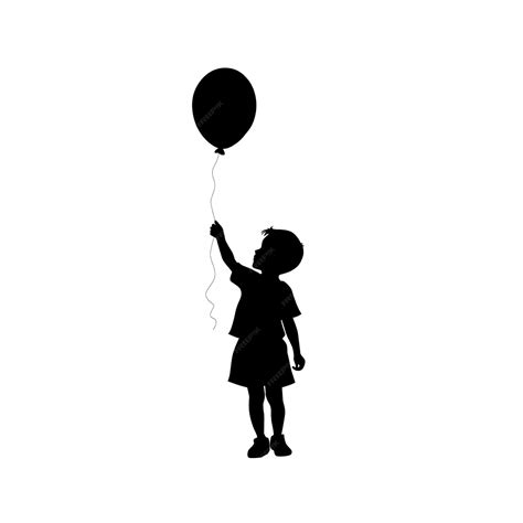 Premium Vector | Kids holding balloon silhouettes of boys and girls with balloons children with ...