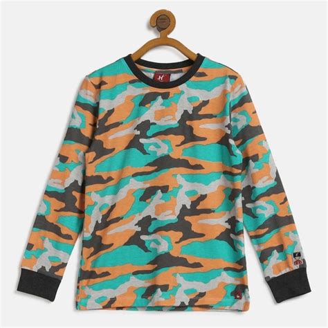 Buy Boys Full Sleeves T-Shirt Camo Print-Orange Online at Best Price ...