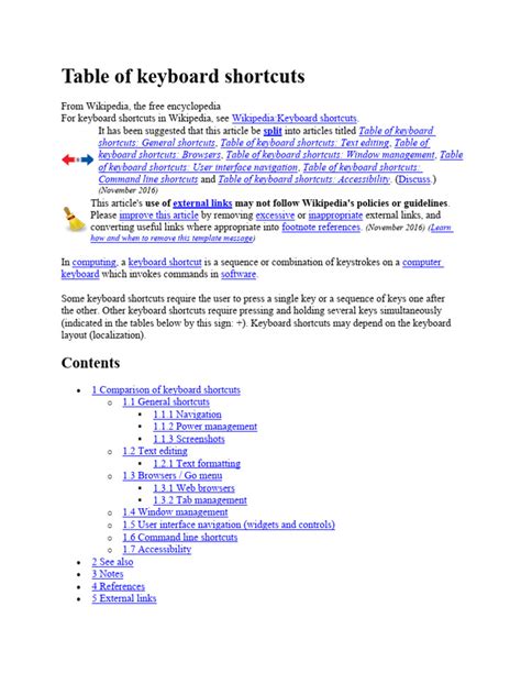 Table of Keyboard Shortcuts | PDF | Keyboard Shortcut | Computer Keyboard