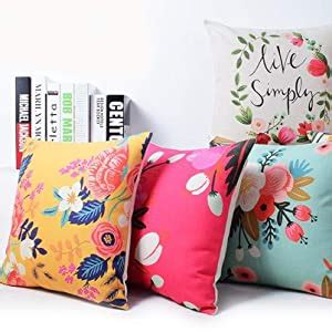 Buy CIDIZY Velvet Floral Printed Cushion Covers, 16X16 Inch, Set of 5 ...