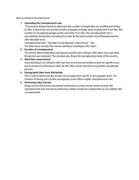 Measure of Unemployment - How to measure Unemployment 1. Calculating the Unemployment rate. This ...