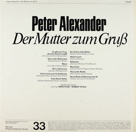 Peter Alexander. Der Mutter zum Gruß – Bertelsmann Vinyl Collection