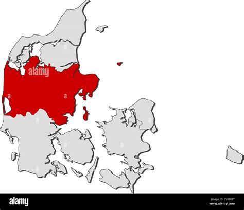 Map of Danmark with the provinces, Central Denmark is highlighted Stock Vector Image & Art - Alamy