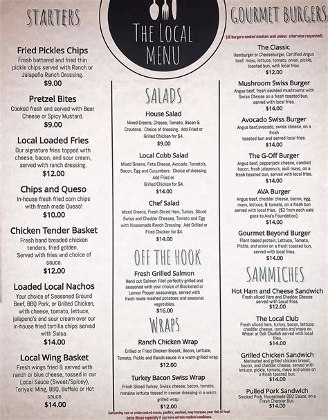 Kitchen & Menu | The Local : Bar & Live Original Music in Nashville