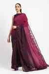 Buy Wine Viscose, Crepe Liquid Grace Embroidered Saree With Unstitched ...