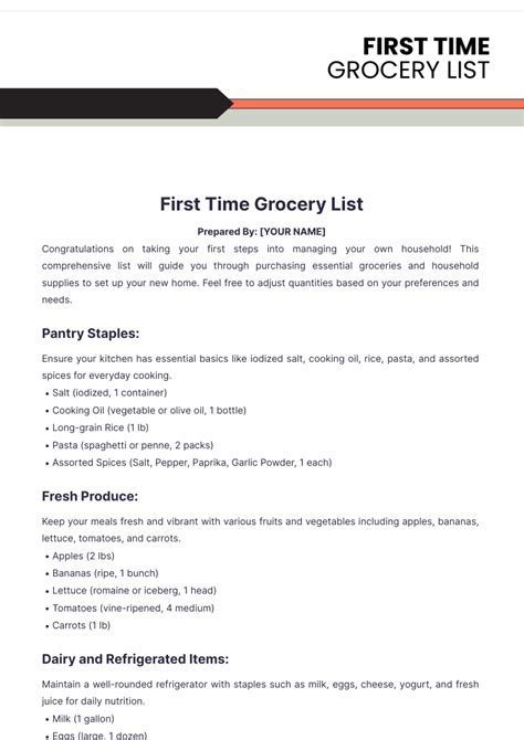 Free kitchen prep list Template to Edit Online