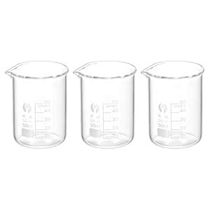 Buy PATIKIL 3Pcs 50ml Low Form Glass Beaker, 3.3 Borosilicate Glass ...