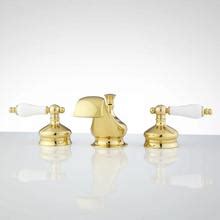 Shannon Widespread Bathroom Faucet - Porcelain Lever Handles - Polished ...