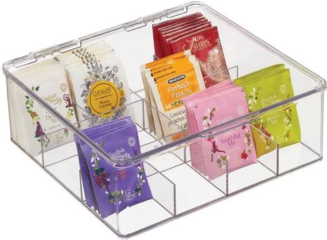 Buy mDesign Plastic Stackable Tea Bag Organizer Storage Bin with Lid ...