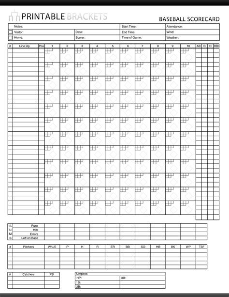Baseball Box Score Sheet 的图像结果