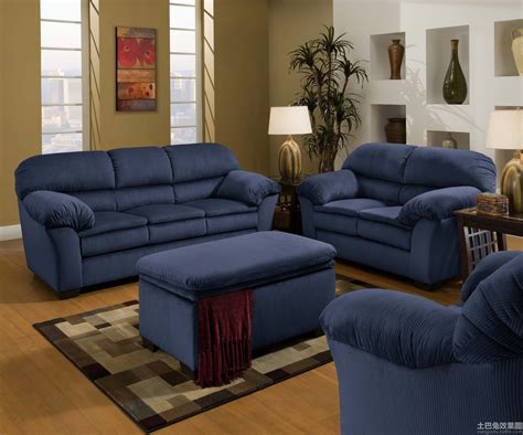 欧式装修风格客厅蓝色沙发图片 – 设计本装修效果图