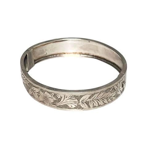 antique victorian c1884 silver engraved bangle | NOIR ONLINE