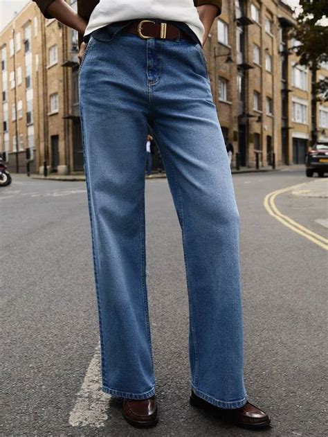 Baukjen Emery Wide Leg Jeans, Mid Indigo Wash