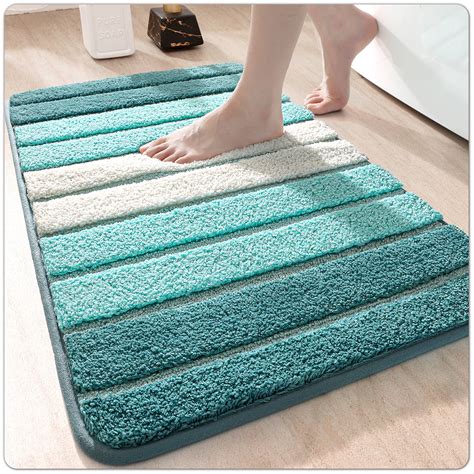 OEAKAY Bath Mat Bathroom Rug Absorbent Non-Slip Washable Shower Floor ...