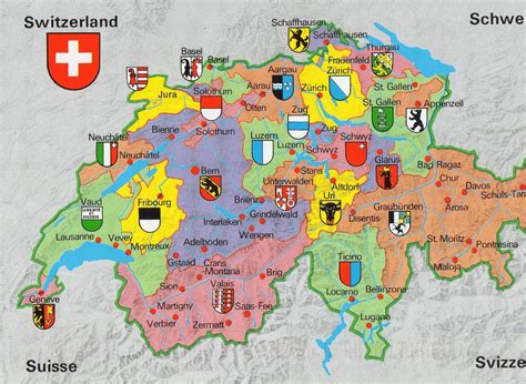 Maps of Switzerland - Switzerland Travel Guide | Map of switzerland, Swiss cantons, Visit ...