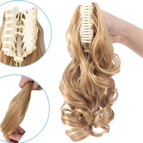 Pony Tail Clip On Hair Extension Jaw -in Hair Extension - Curly Wavy ...