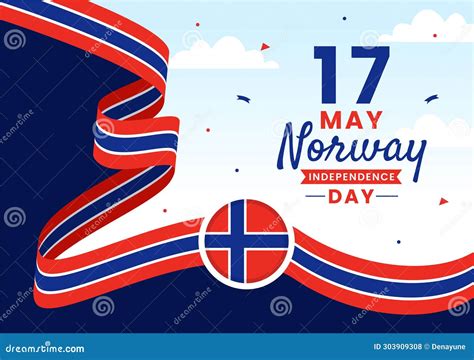 Norway Independence Day Vector Illustration on May 17 with Flag of ...