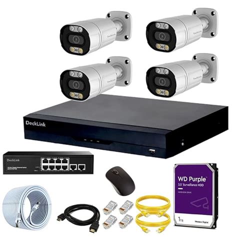 Buy DeckLink 5MP IP CCTV 4 Camera Full Set 10Ch NVR 8+2 Full Giga PoE ...