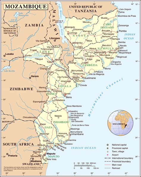Large detailed political and administrative map of Mozambique | Vidiani ...