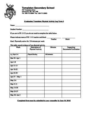Fillable Online Templeton Secondary School - Vancouver School Board Fax ...