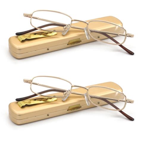 Portable Readers EYE ZOOM 2 Pack Lightweight Metal Reading Glasses ...