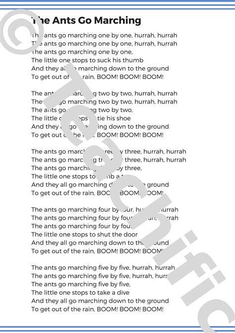The Ants Go Marching Lyrics Printable