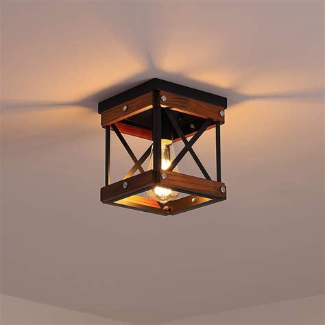 Fivess Lighting Rustic Farmhouse Flush Mount Ceiling Light 1-Light ...