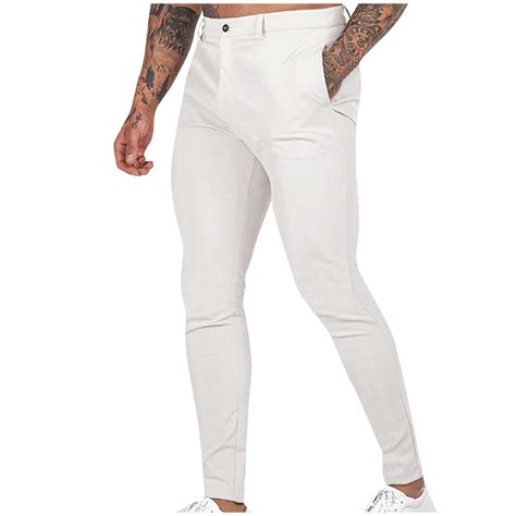 zfhfof Mens Chinos Slim Fit Pants Flat Front Stretch Skinny Tapered ...