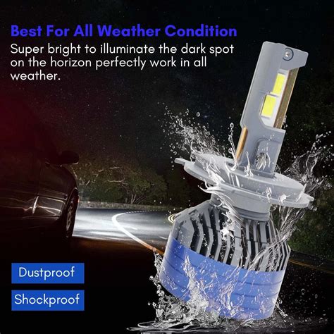 LIU HJG 300W White LED Car Headlight Bulb Set with H4 Plug