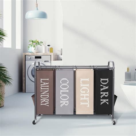 Buy STORAGE MANIAC Laundry Sorter, Laundry Divider with Side Pockets ...