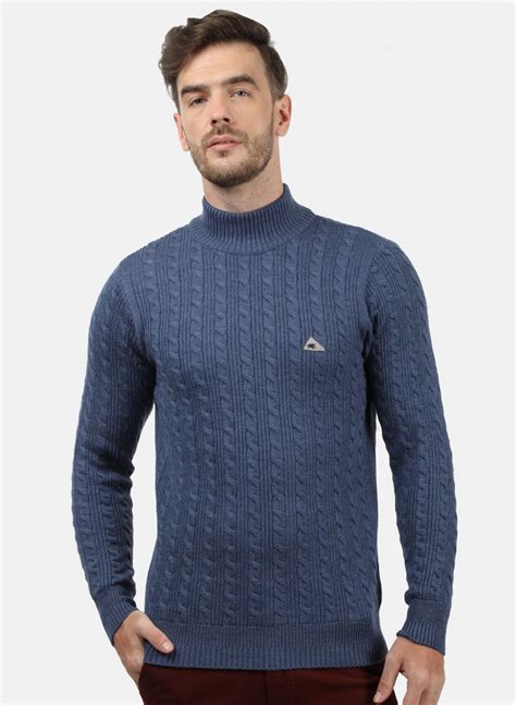 Buy Men Blue Self Pullover Online in India - Monte Carlo