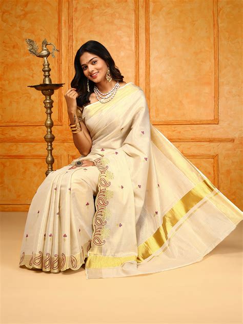 Women Kerala Tissue Gold Saree KS124