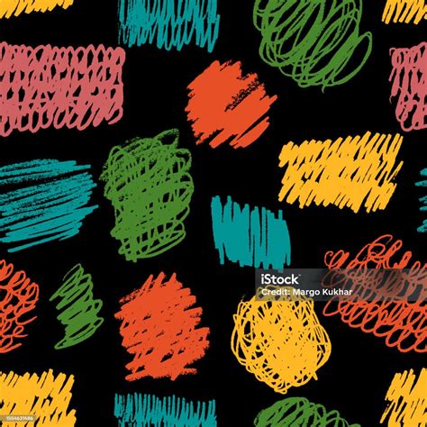Scribbles Seamless Pattern Hand Drawn Colorful Pencil Curly Lines ...