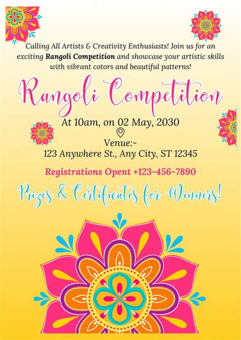 Explore Free Rangoli Competition Poster Templates | Canva