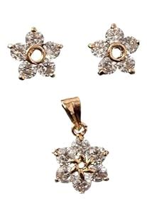 Buy FALAKNUMA Heart Shape Pendant and Earring Set, Rose Gold Tone ...