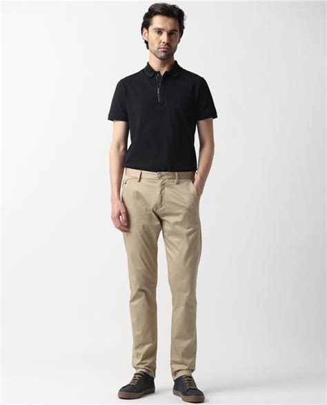 Rare Rabbit Men's Daron Beige Solid Mid-Rise Regular Fit Stretch Trous