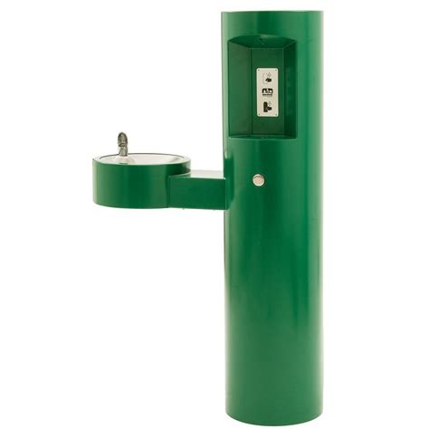 Outdoor Drinking Fountain with Bottle Filler: Green Powder Coated Unit ...