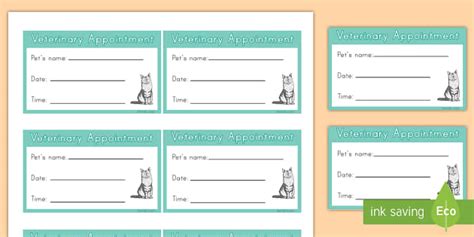Veterinary Clinic Appointment Cards (teacher made) - Twinkl