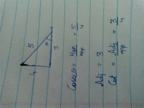 if cosec theta is equal to 5 by 4 find the value of cot theta - Brainly.in