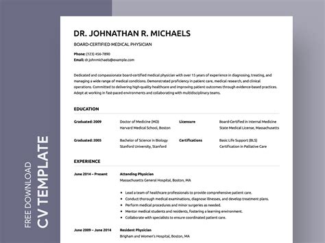 Image result for Example Medical CV