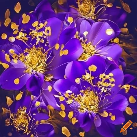 Purple and gold flowers on Craiyon