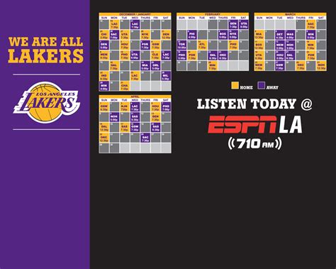 La Lakers Printable Schedule