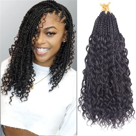 Buy 14 Inch 9 Packs Prelooped Goddess Box Braids Crochet Hair Curly ...