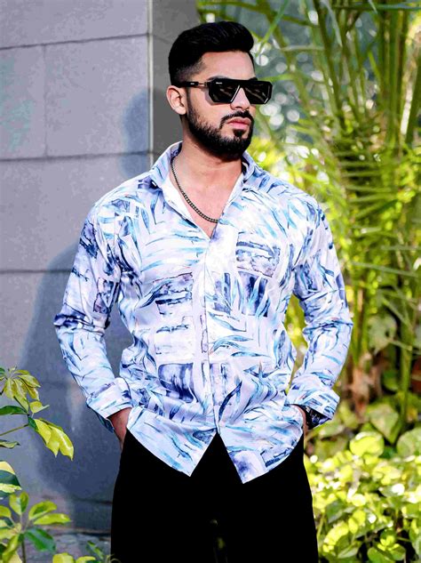 White Giza Cotton Print Premium Shirt – The Foomer