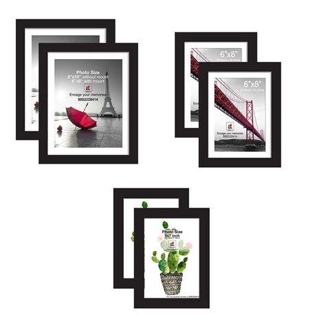 Art Street Set of 6 Individual Black Wall Photo Frames Wall Decor |Mix ...
