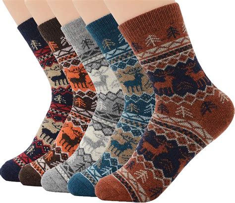 ZANDO Mens Merino Wool Socks Casual Soft Socks for Men Winter Warm ...