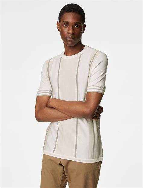 Buy Cotton Rich Striped Knitted T-Shirt at Marks & Spencer