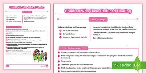 Supporting Students with Reduced Hearing Strategy Sheet