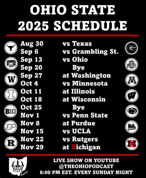 Ohio State 2025 Schedule - The Ohio Podcast