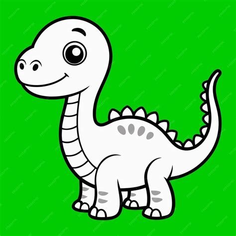 Cute brachiosaurus dinosaur coloring page vector outline of cute ...